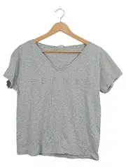 Vorschaubild 1 von Damen T-Shirt Gr. S grau meliert Logo-Print Baumwolle