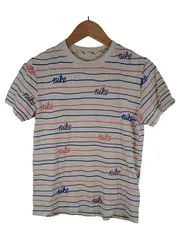 Vorschaubild 1 von Kinder T-Shirt Weiß Gestreift Logo-Print Gr. 134
