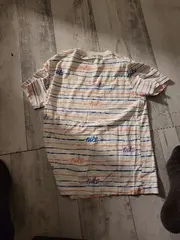 Vorschaubild 3 von Kinder T-Shirt Weiß Gestreift Logo-Print Gr. 134