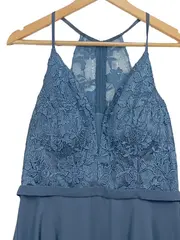 Vorschaubild 2 von Damen festliches Kleid Gr. 42 Blau Elegant Spitze Midikleid