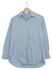 Vorschaubild 1 von Damen Hemdbluse Blau Gr. XS 34 Baumwolle Langarm Basic