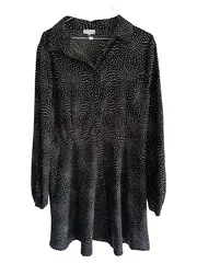Vorschaubild 1 von Damen Freizeitkleid Gr. 40 Schwarz Casual Langarm Punkte