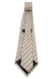 Vorschaubild 2 von Krawatte Herren Seide Beige Weiß Gestreift Business Elegant