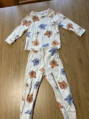 Vorschaubild 3 von Kinder Schlafanzug Pyjama Set Bärenmotiv Gr. 92 Beige Baumwolle