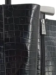 Vorschaubild 2 von Damen Stiefel Gr. 36 Kroko-Optik Blockabsatz Schwarz Elegant