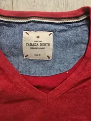 Vorschaubild 4 von Canada North Herren Pullover V-Ausschnitt Rot Gr. M Baumwolle Casual