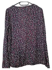 Vorschaubild 6 von Damen Bluse Blumenmuster V-Ausschnitt Langarm Gr. M Blau Viskose