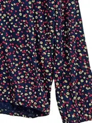 Vorschaubild 4 von Damen Bluse Blumenmuster V-Ausschnitt Langarm Gr. M Blau Viskose