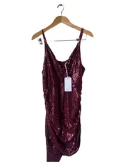 Vorschaubild 1 von Festliches Kleid Damen Rot Pailletten Raffungen Gr. 44/XXL