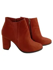 Vorschaubild 1 von Damen Stiefeletten Gr. 37 Orange Wildlederoptik Blockabsatz
