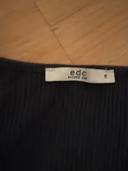 Vorschaubild 2 von Damen Top Rippstrick Gr. M Blau Ärmellos Rüschen