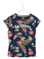 Vorschaubild 1 von Mädchen T-Shirt Gr. 158/164 Hawaii Blumen California Blau