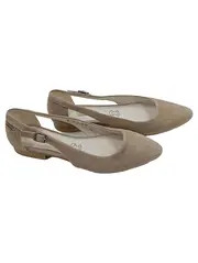 Vorschaubild 1 von Damen Ballerinas Echtleder Wildleder Beige Slingback Gr. 37