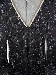 Vorschaubild 2 von Freizeitkleid Damen Floral Viskose Elegant Schwarz Gr. S Midikleid