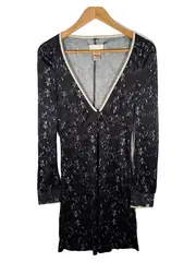 Vorschaubild 1 von Freizeitkleid Damen Floral Viskose Elegant Schwarz Gr. S Midikleid