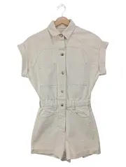 Vorschaubild 1 von Damen Jumpsuit Kurz Beige Gr. 34/XS Baumwolle Casual Overall Sommer