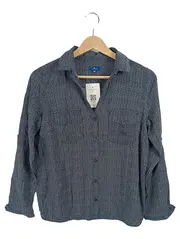 Vorschaubild 1 von Damen Bluse Langarm Gr. 38 Blau Geometrisch Muster Viskose