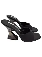 Vorschaubild 1 von Mules Sandaletten Damen Transparent Absatz 10cm Schwarz Gr. 38 Elegant