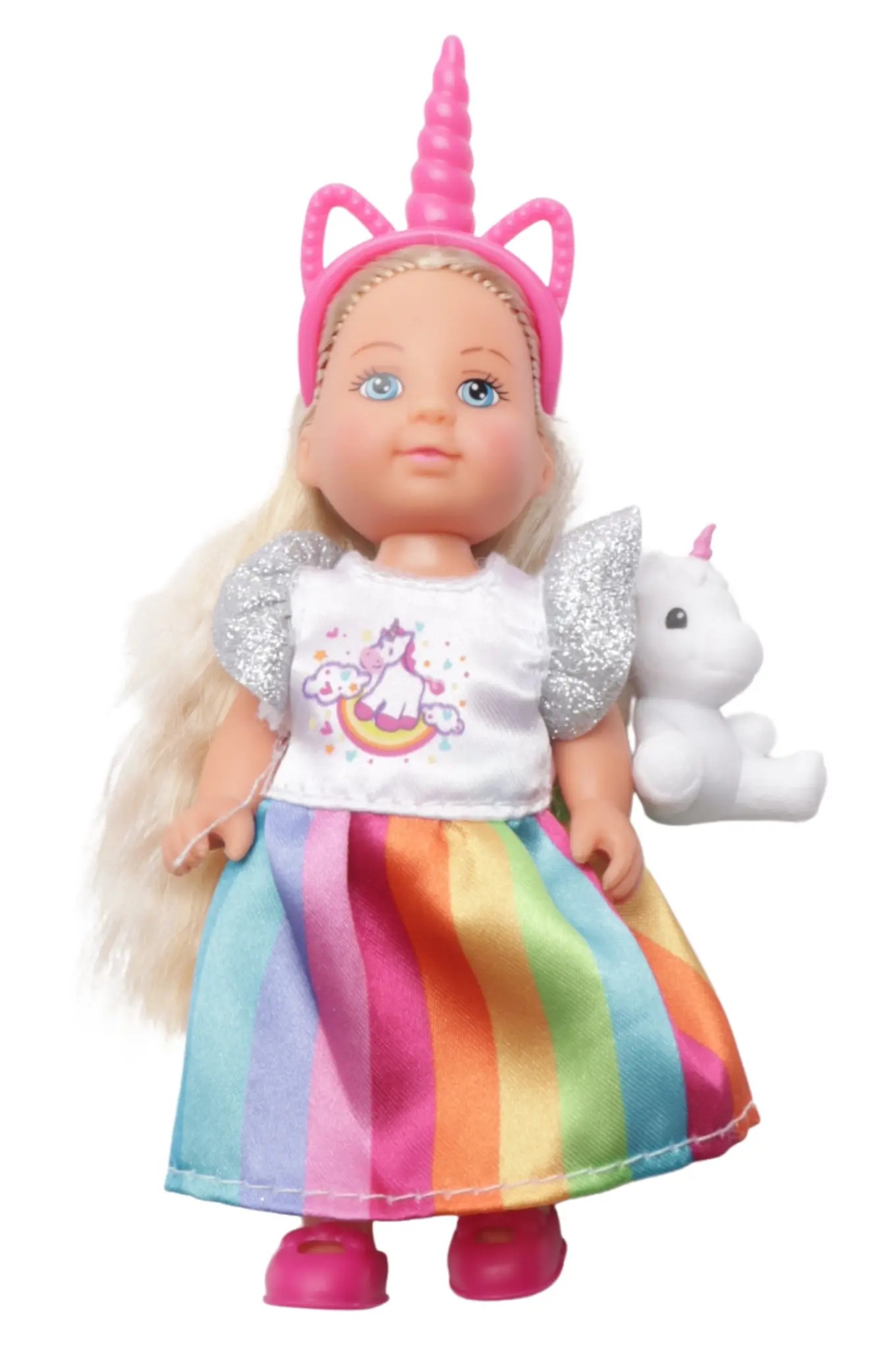 SIMBA TOYS Babypuppe Einhorn Regenbogen Kleid Mehrfarbig Spielpuppe