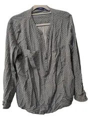 Vorschaubild 1 von Damen Bluse Gr. 44 Blau Viskose Langarm Casual Muster