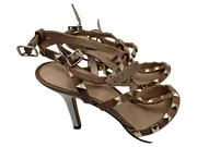 Vorschaubild 1 von Damen Pumps Nieten Weiß Beige Gr. 37 High Heels Elegant