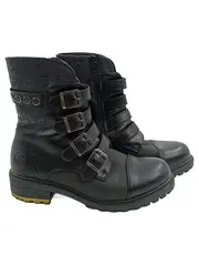 Vorschaubild 1 von Damen Biker Stiefel Schnallen Boots Schwarz Gr. 39 Reißverschluss