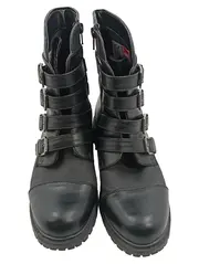 Vorschaubild 2 von Damen Biker Stiefel Schnallen Boots Schwarz Gr. 39 Reißverschluss