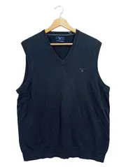 Vorschaubild 1 von Herren Pullunder V-Ausschnitt Baumwolle Blau Gr. XL