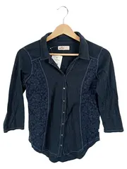 Vorschaubild 1 von Damen Bluse Shirt Spitze Dunkelblau Gr. S Casual Feminin