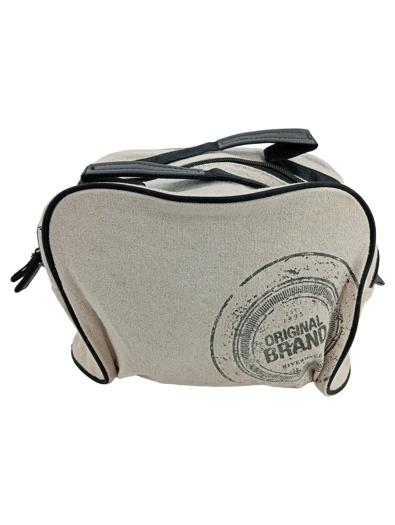 RIVERDALE Kulturbeutel Herren Beige Casual 23x18 cm Baumwolle Logo-Print