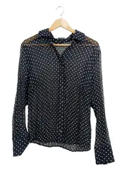 Vorschaubild 1 von Damen Bluse Gr. 38 Schwarz Polka Dots Transparent Elegant