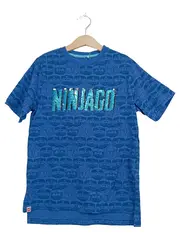 Vorschaubild 1 von Ninjago Kinder T-Shirt Pullover Blau Gr. 134 Pailletten Kurzarm