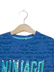 Vorschaubild 4 von Ninjago Kinder T-Shirt Pullover Blau Gr. 134 Pailletten Kurzarm