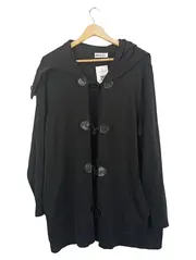 Vorschaubild 1 von Damen Strickjacke Kapuze Knebelverschluss Schwarz Gr. 46/3XL Casual