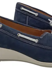 Vorschaubild 2 von Damen Mokassins Slipper Bootsschuhe Blau Leder Keilabsatz Gr. 41