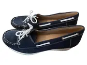 Vorschaubild 4 von Damen Mokassins Slipper Bootsschuhe Blau Leder Keilabsatz Gr. 41