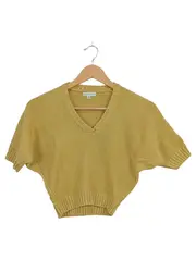 Vorschaubild 1 von Mädchen Strickpullover Gr. 138/140 Gelb Kurzarm V-Ausschnitt