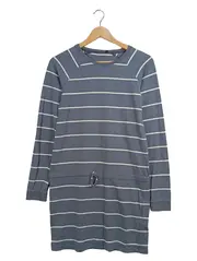 Vorschaubild 1 von Mädchen Sweatkleid Gr. 164 Grau Gestreift Langarm