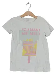 Vorschaubild 1 von Kinder T-Shirt Gr. 128 Grafik Schriftzug Weiß Kurzarm Freizeit