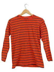 Vorschaubild 1 von Kinder Langarmshirt gestreift Orange Blau Gr. 158 Baumwolle