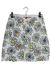 Vorschaubild 2 von Damen A-Linienrock Gr. 36/S Weiß Blumenmuster Farbenfroh Minirock