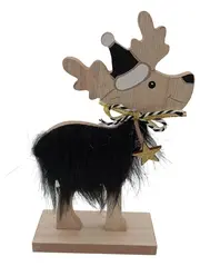 Vorschaubild 1 von Weihnachtsdekoration Rentier Holz Figur 18cm Mehrfarbig Weihnachtlich
