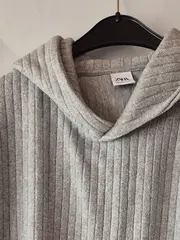 Vorschaubild 2 von Damen Kapuzenpullover Hoodie Grau Rippstrick Gr. 38/M Casual