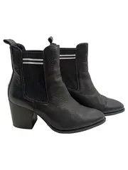 Vorschaubild 1 von Damen Chelsea Stiefelette Leder Schwarz Gr. 38 Blockabsatz
