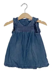 Vorschaubild 1 von Mädchen Sommerkleid Denim Blau Gr. 68 Casual Rüschen Baumwolle