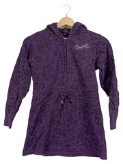 Vorschaubild 1 von Mädchen Kapuzenkleid Hoodie Kleid Gr. 146 Lila Blumenmuster