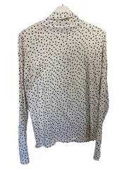 Vorschaubild 2 von Damen Langarmshirt Rollkragen Punkte Weiß Gr. 42 Casual