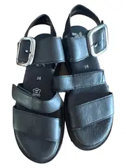 Vorschaubild 1 von Evolution Damen Sandalen Leder Schnallen Schwarz Gr. 36