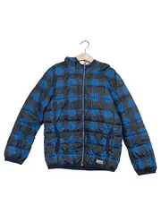 Vorschaubild 2 von Steppjacke Kinder Gr. 128 Kapuze kariert blau schwarz Polyester