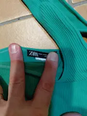 Vorschaubild 4 von Damen Geripptes Trägertop Crop Top Grün Gr. M/L Basic